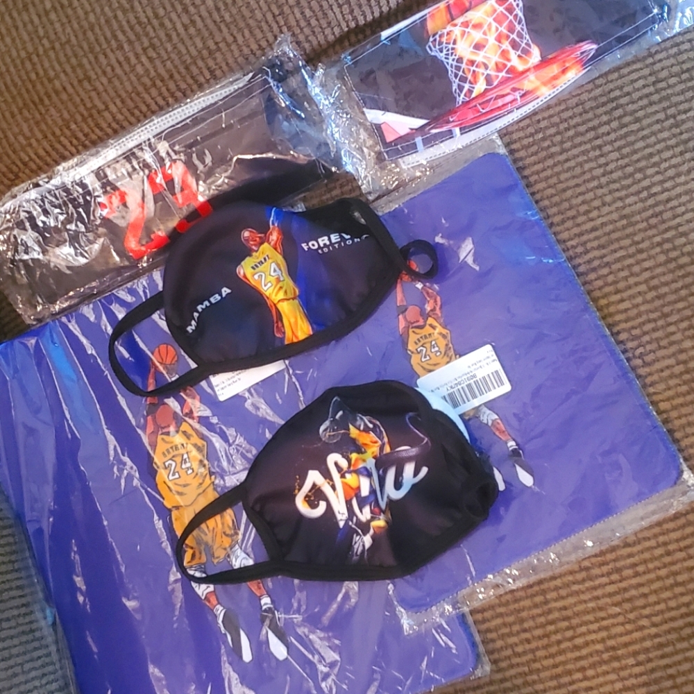 Kobe Bryant #24 and James LeBron #23 mask and mats